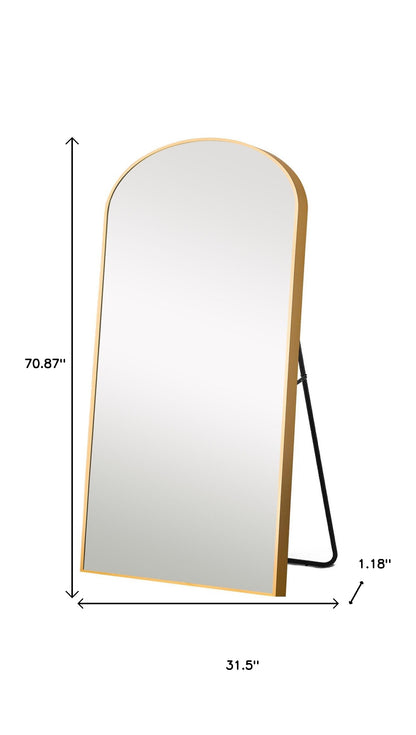 71" Gold Arch Metal Framed Freestanding Standing Mirror