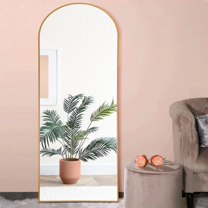 71" Gold Arch Metal Framed Freestanding Standing Mirror