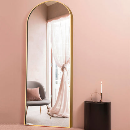 71" Gold Arch Metal Framed Freestanding Standing Mirror