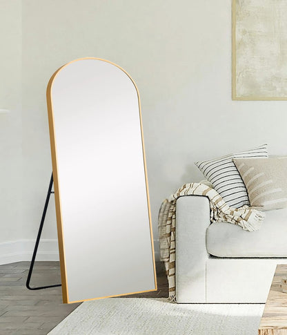 71" Gold Arch Metal Framed Freestanding Standing Mirror