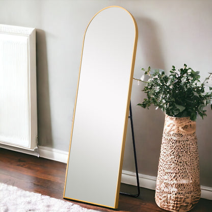 71" Gold Arch Metal Framed Freestanding Standing Mirror