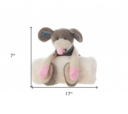 17" X 7" Gray And White Rat Fabric Throw Pillow