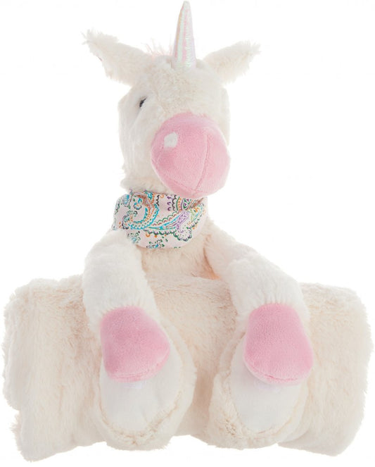 17" X 7" Ivory Unicorn Fabric Throw Pillow with Texture