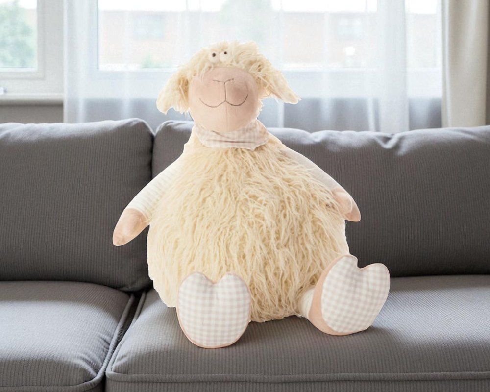 26" X 22" Ivory Lamb Fabric Throw Pillow