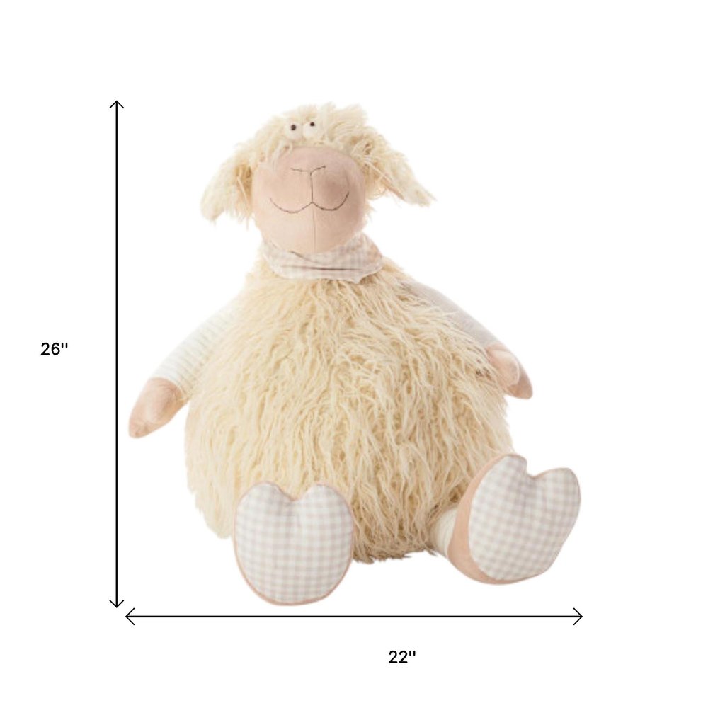 26" X 22" Ivory Lamb Fabric Throw Pillow