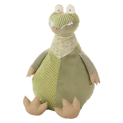 26" X 22" Green Crocodile Fabric Throw Pillow