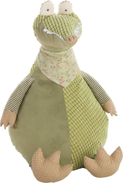 26" X 22" Green Crocodile Fabric Throw Pillow