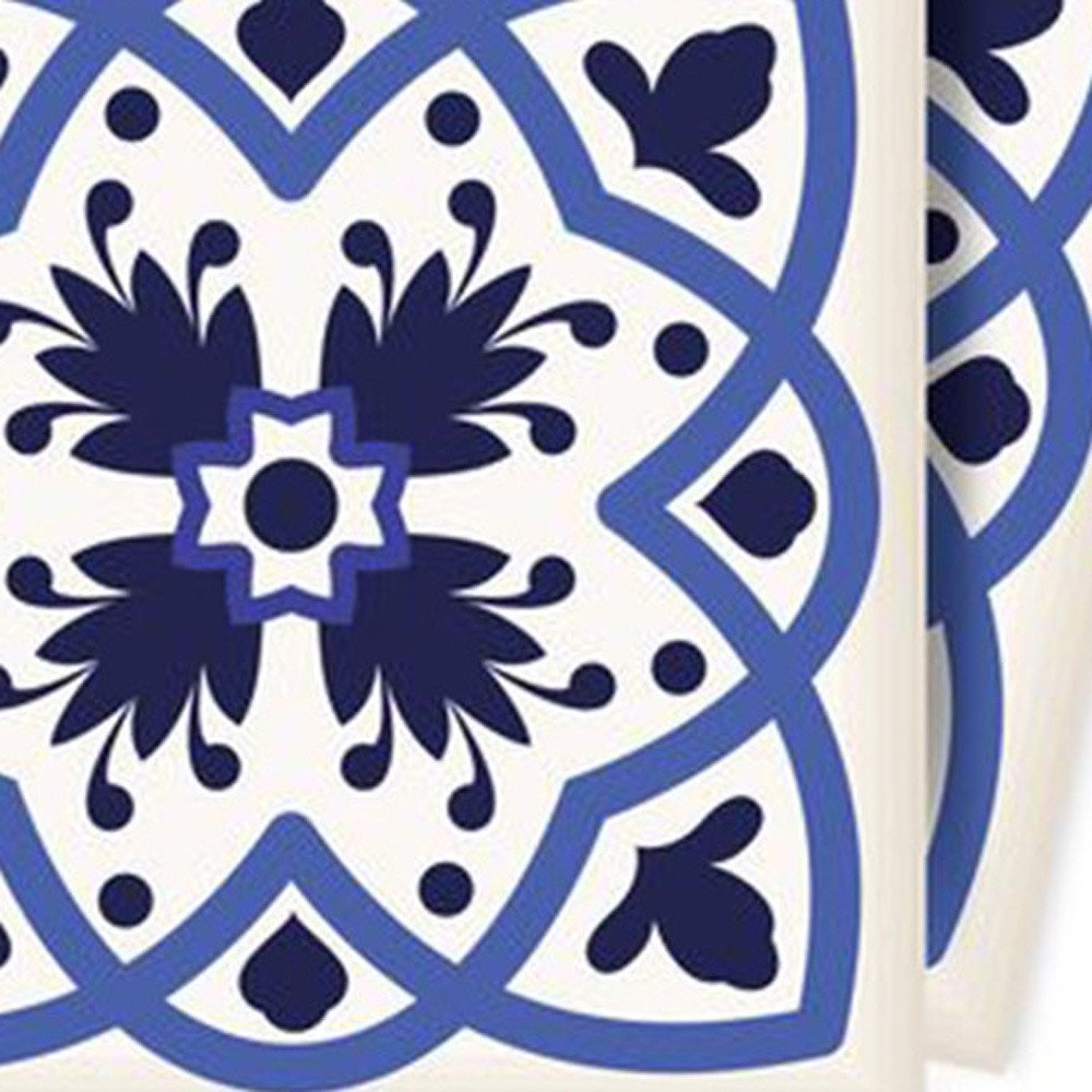 7" x 7" Blue And White Peel And Stick Removable Tiles