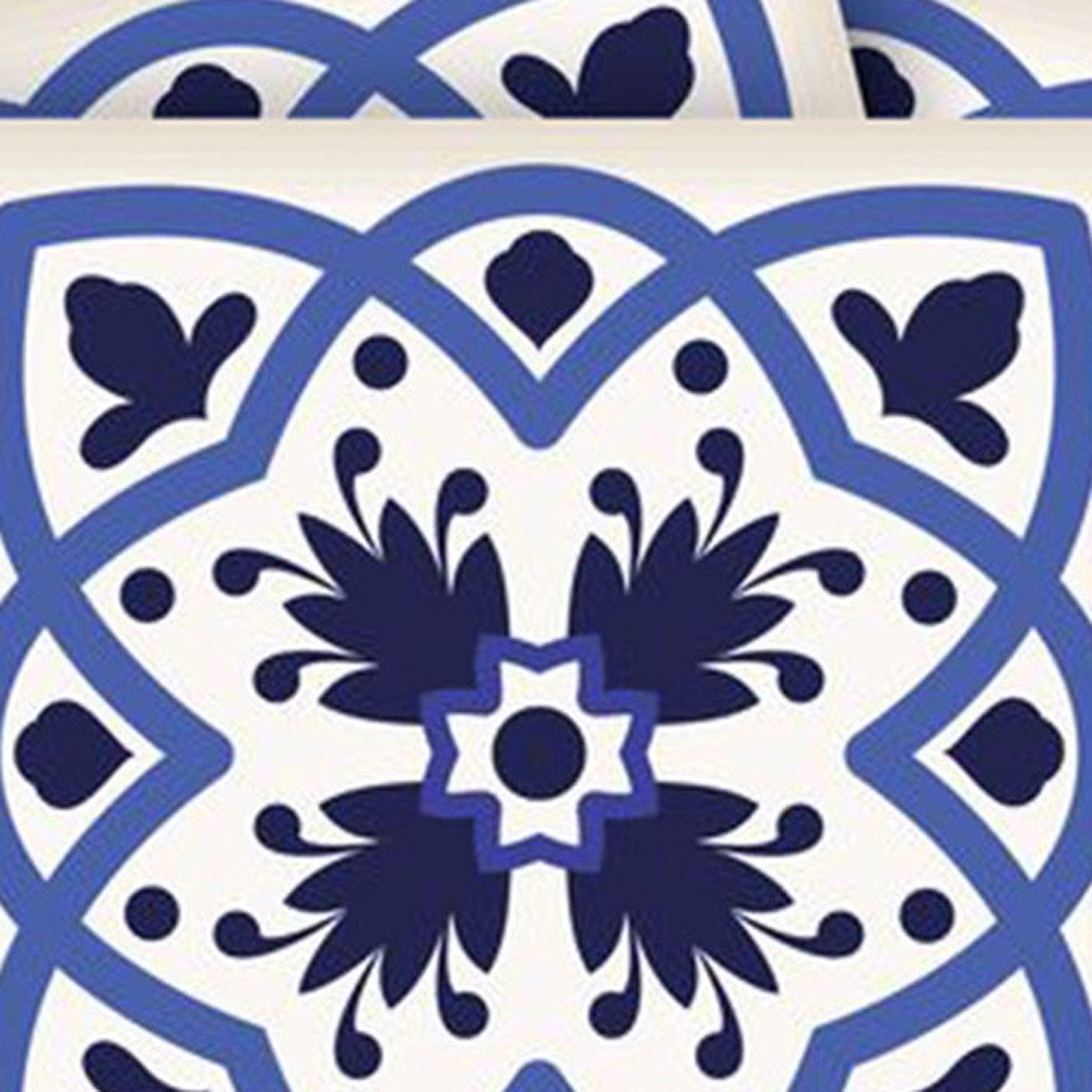 7" x 7" Blue And White Peel And Stick Removable Tiles
