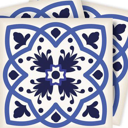 7" x 7" Blue And White Peel And Stick Removable Tiles