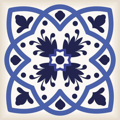 7" x 7" Blue And White Peel And Stick Removable Tiles