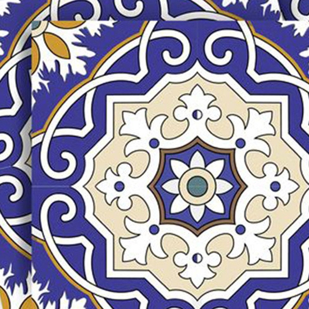 7" x 7" Blue And White Peel And Stick Removable Tiles