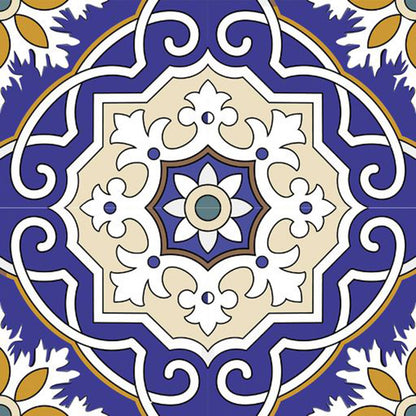 4" X 4" Blue White and Gold Mosaic Removable Tiles