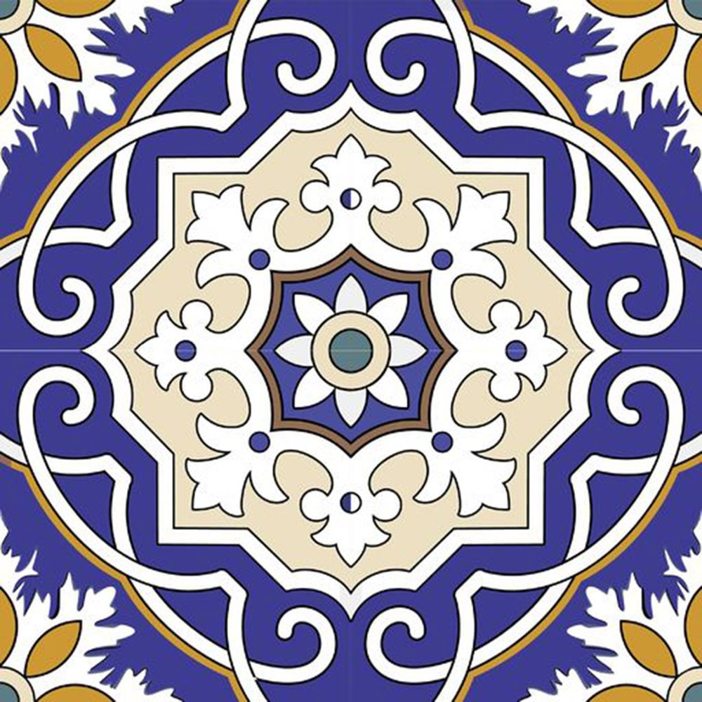 7" x 7" Blue And White Peel And Stick Removable Tiles