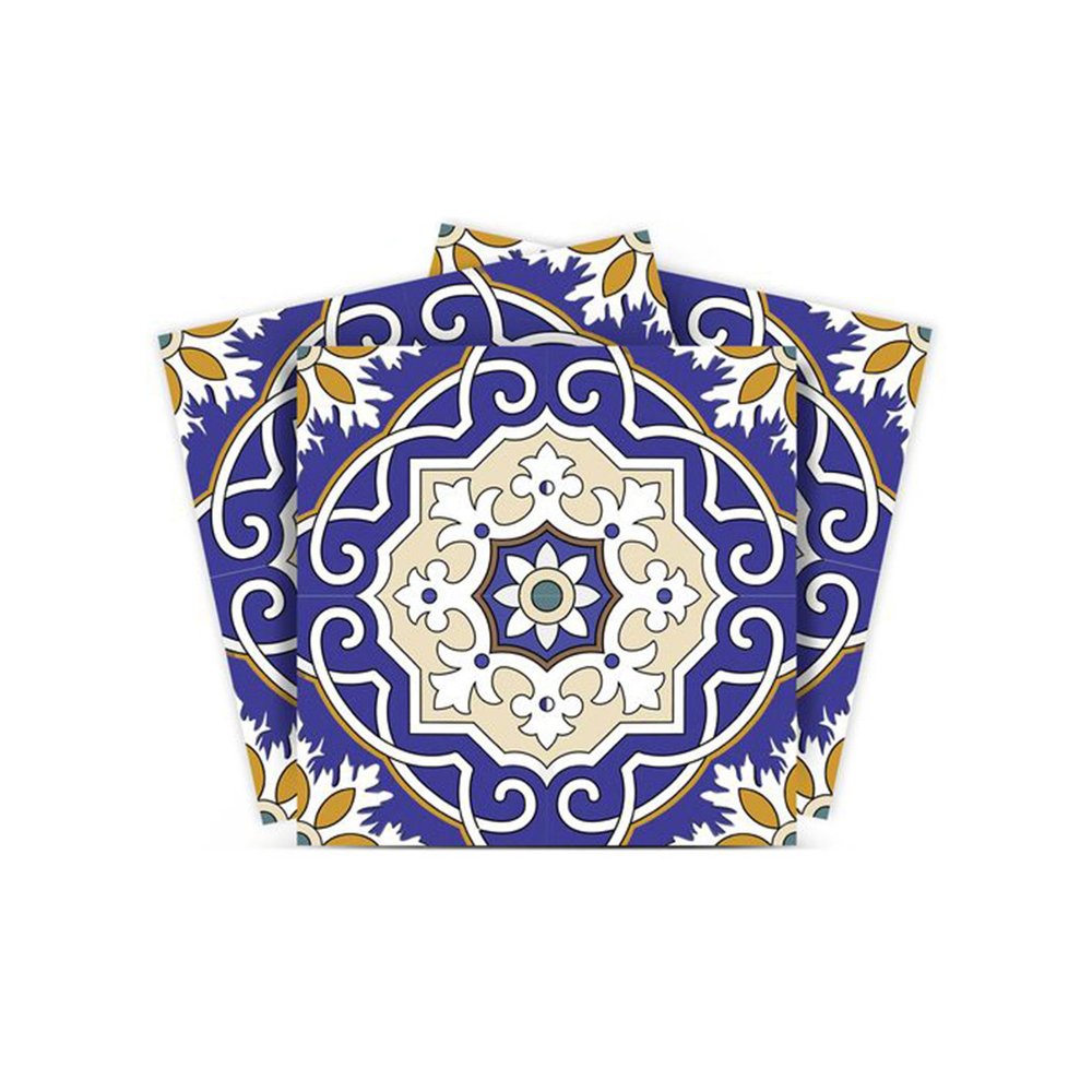 7" x 7" Blue And White Peel And Stick Removable Tiles