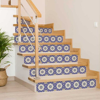 7" x 7" Blue And White Peel And Stick Removable Tiles