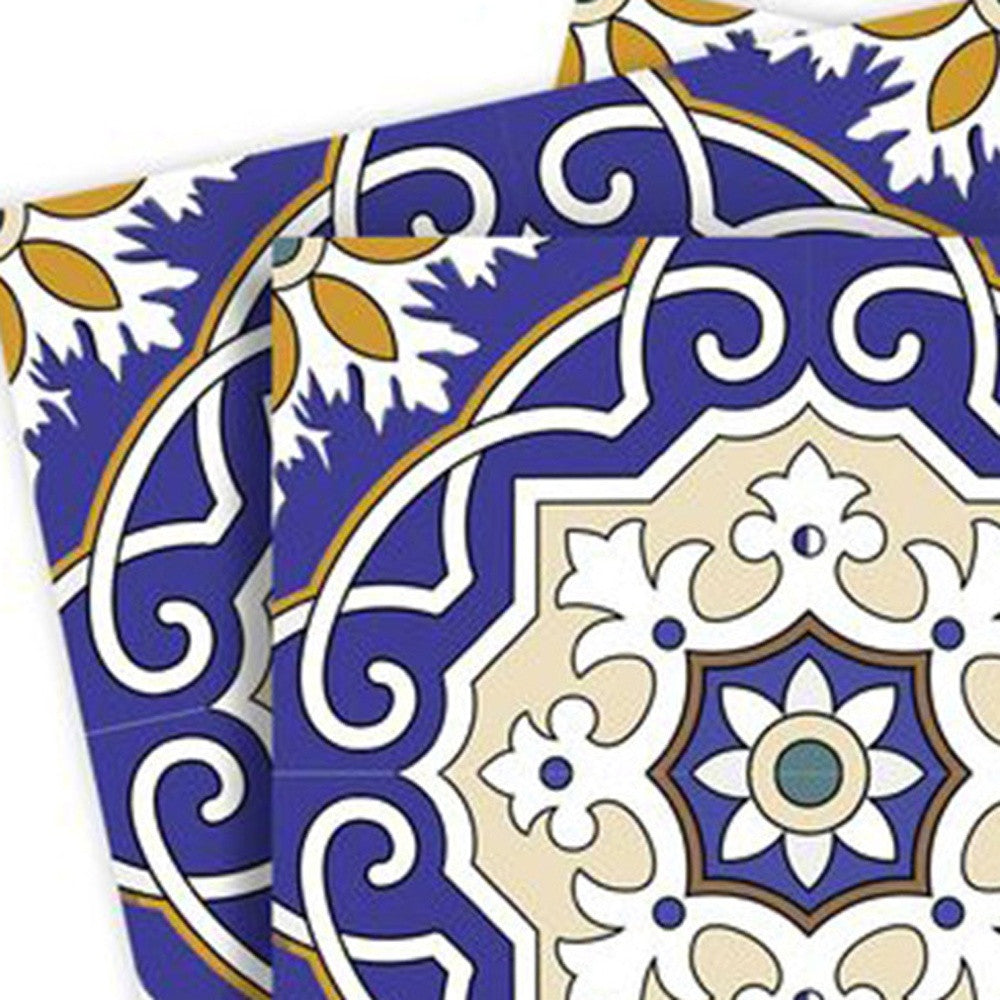4" X 4" Blue White and Gold Mosaic Removable Tiles