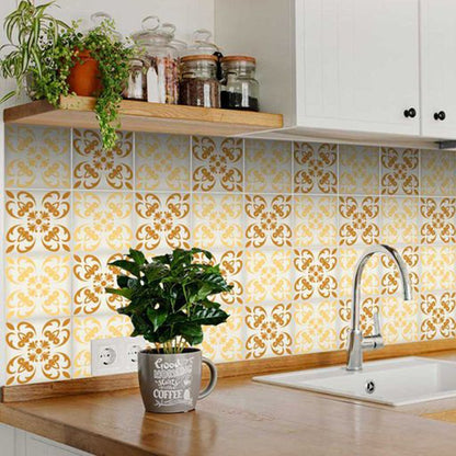 6" X 6" Golden Yellow Retro Peel And Stick Removable Tiles