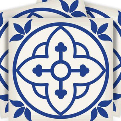 7" x 7" Blue And White Peel And Stick Removable Tiles
