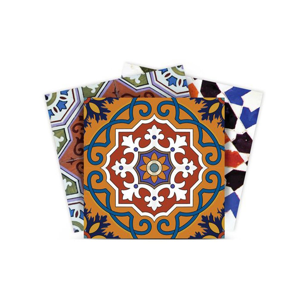 7" x 7" Blue And Red Peel And Stick Removable Tiles