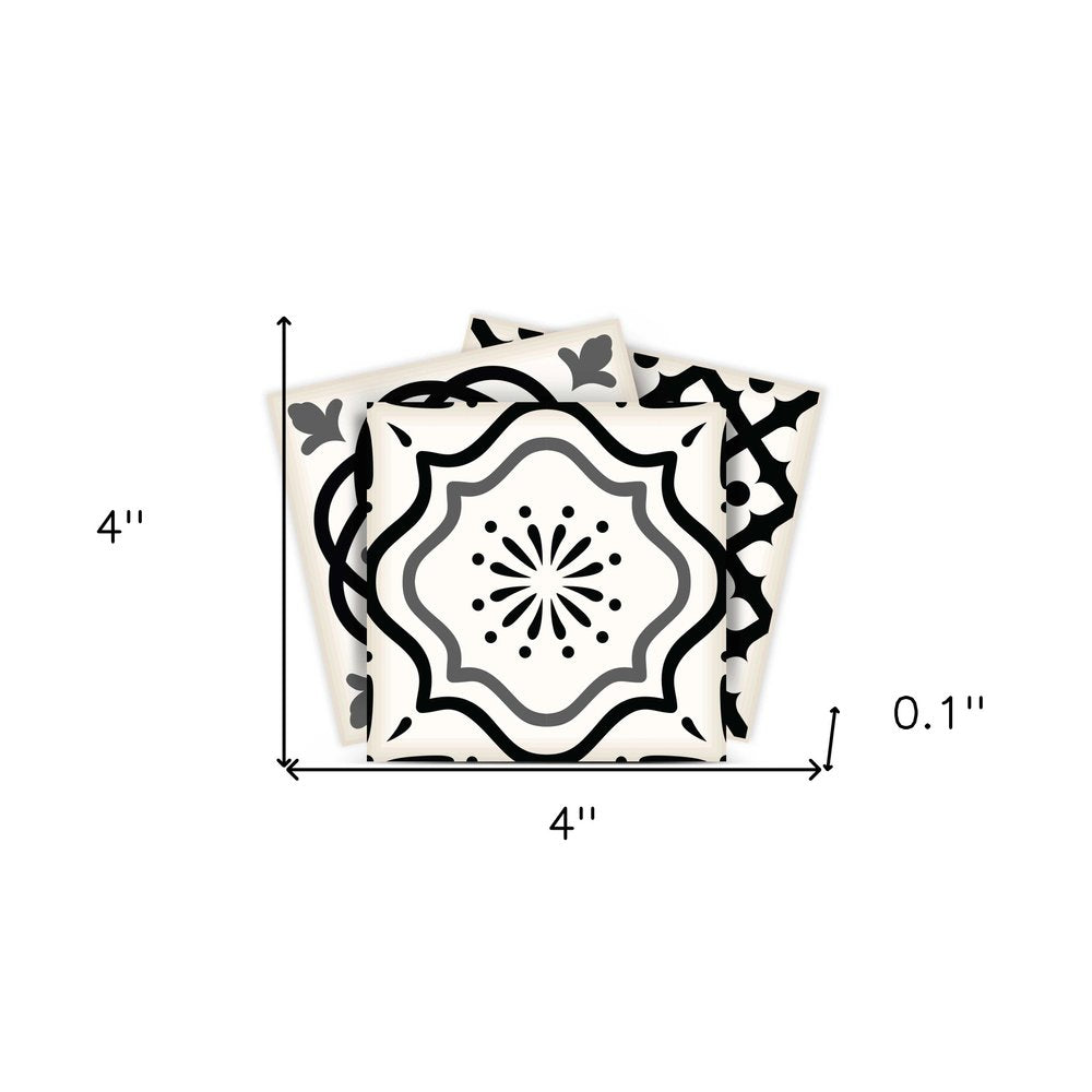 7" x 7" Black And White Vinyl Peel And Stick Removable Tiles