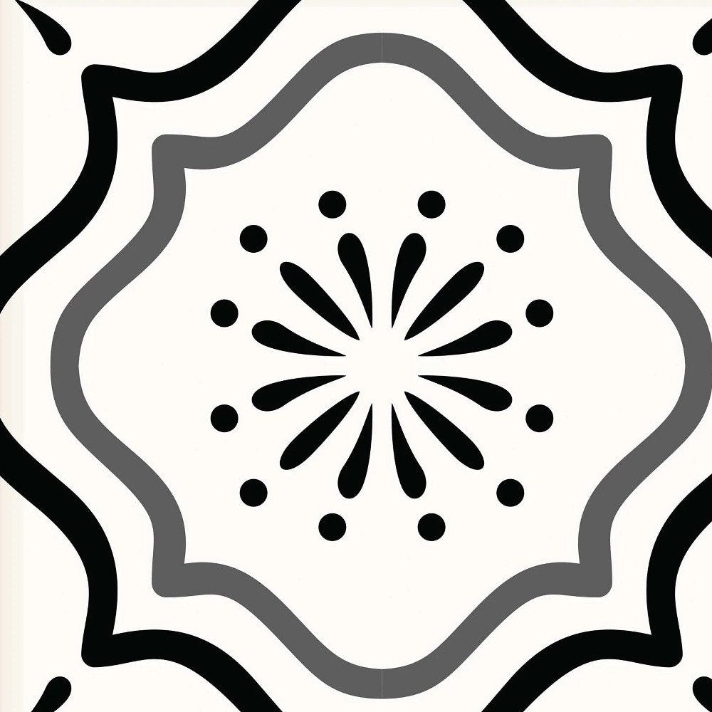 7" x 7" Black And White Vinyl Peel And Stick Removable Tiles