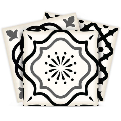 7" x 7" Black And White Vinyl Peel And Stick Removable Tiles