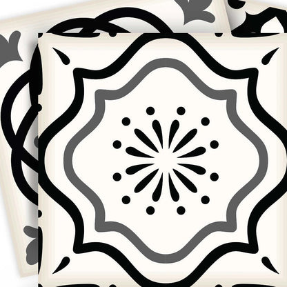 7" x 7" Black And White Vinyl Peel And Stick Removable Tiles