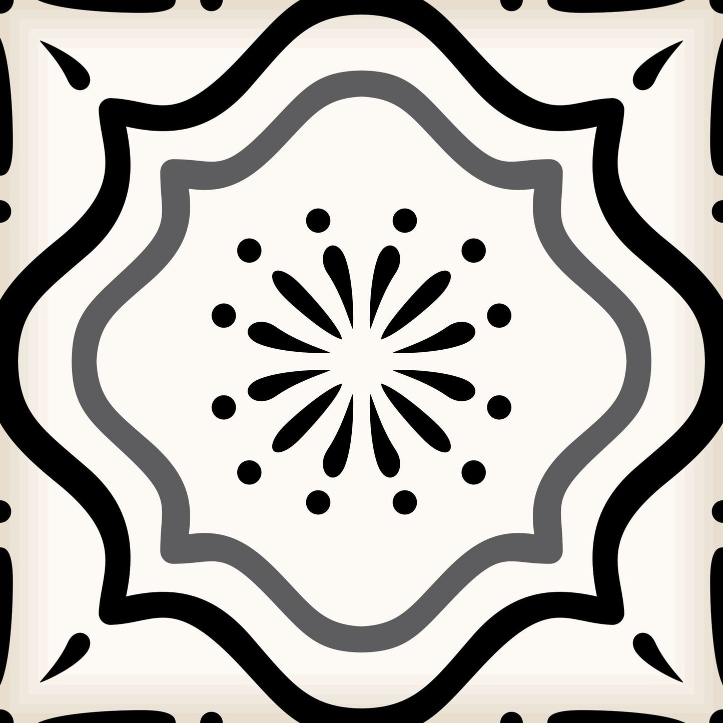 4" X 4" Black and White Multi Peel and Stick Removable Tiles