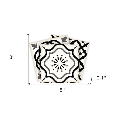 4" X 4" Black and White Multi Peel and Stick Removable Tiles