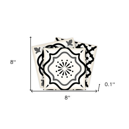 4" X 4" Black and White Multi Peel and Stick Removable Tiles