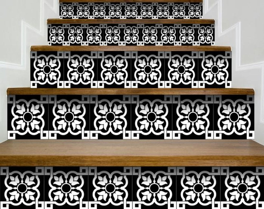 5" x 5" Black And White Peel And Stick Removable Tiles