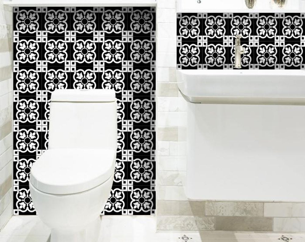 5" x 5" Black And White Peel And Stick Removable Tiles