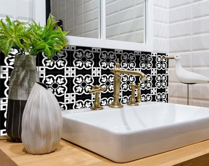 6" x 6" Black And White Peel And Stick Removable Tiles