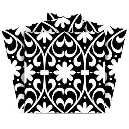 7" x 7" Black And White Vinyl Peel And Stick Removable Tiles