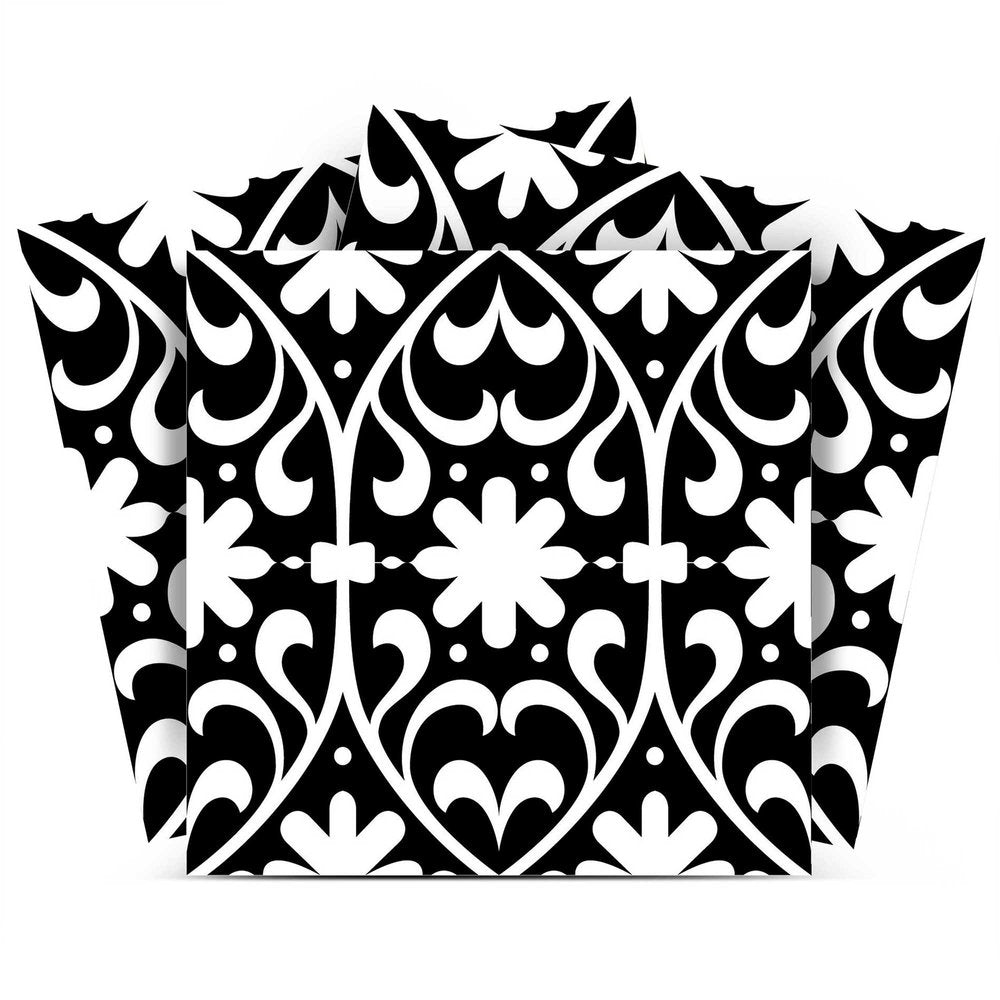 7" x 7" Black And White Vinyl Peel And Stick Removable Tiles