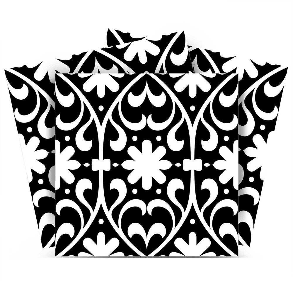 7" x 7" Black And White Vinyl Peel And Stick Removable Tiles