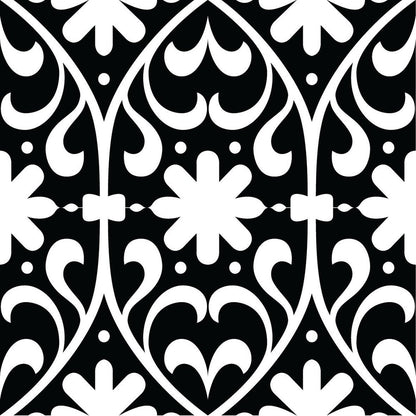 7" x 7" Black And White Vinyl Peel And Stick Removable Tiles