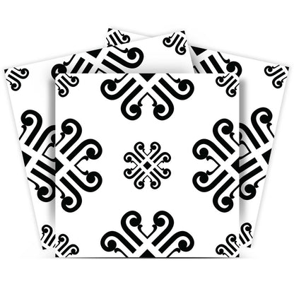 7" x 7" Black And White Vinyl Peel And Stick Removable Tiles