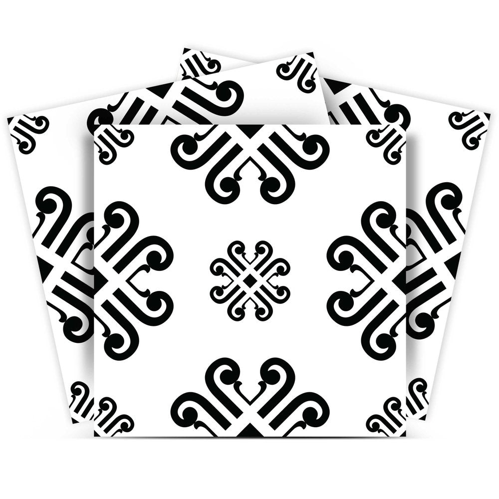7" x 7" Black And White Vinyl Peel And Stick Removable Tiles
