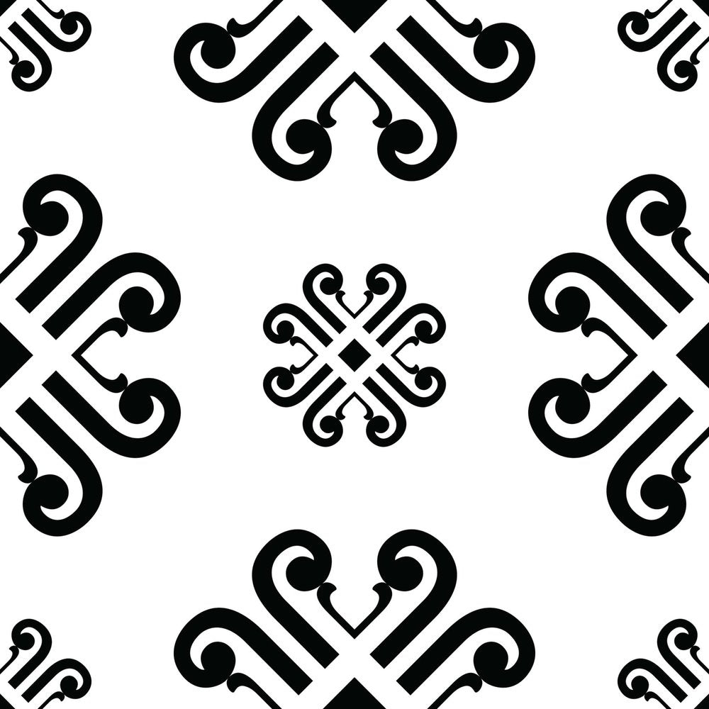 7" X 7" Black and White Daisy Peel and Stick Removable Tiles