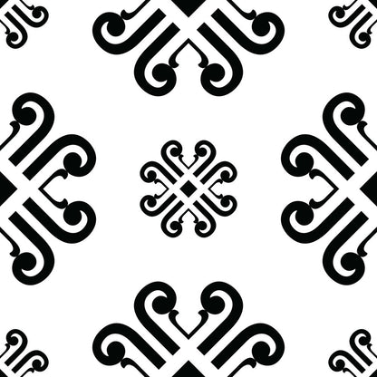 7" X 7" Black and White Daisy Peel and Stick Removable Tiles