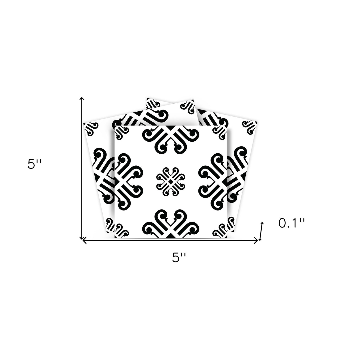 4" X 4" Black and White Daisy Peel and Stick Removable Tiles