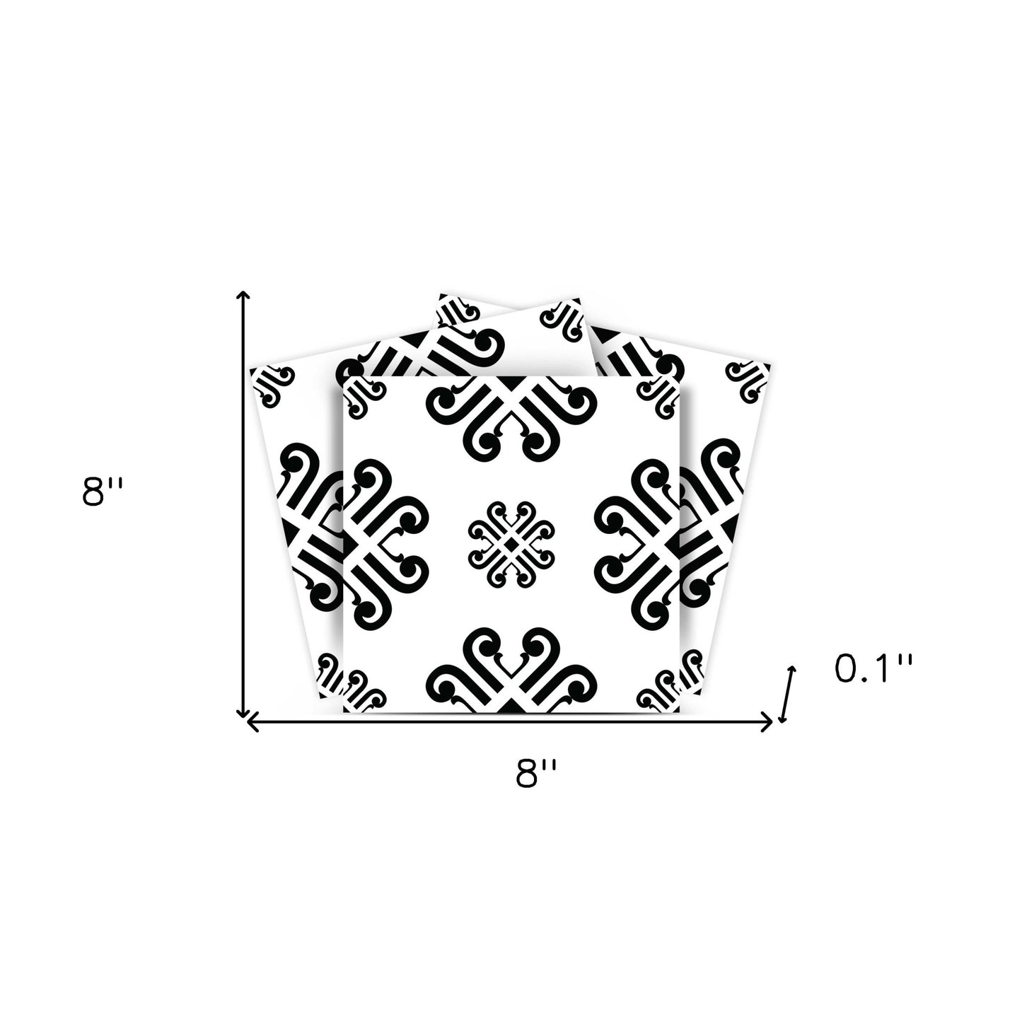 4" X 4" Black and White Daisy Peel and Stick Removable Tiles
