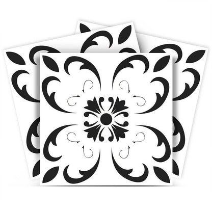7" X 7" Black and White Delia Peel and Stick Removable Tiles