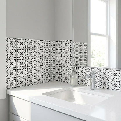 4" X 4" Black and White Delia Peel and Stick Removable Tiles