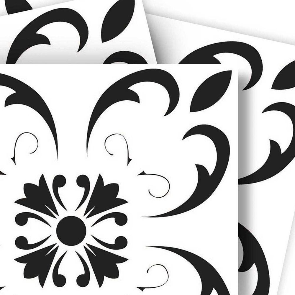 4" X 4" Black and White Delia Peel and Stick Removable Tiles