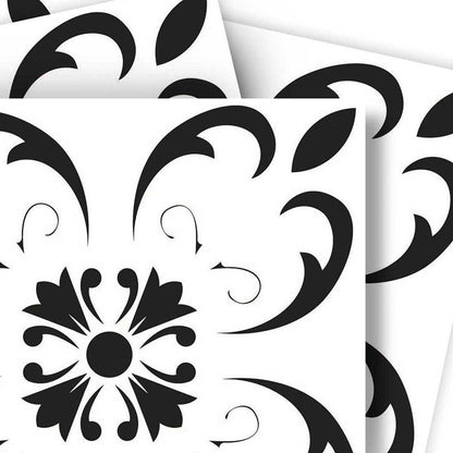 4" X 4" Black and White Delia Peel and Stick Removable Tiles