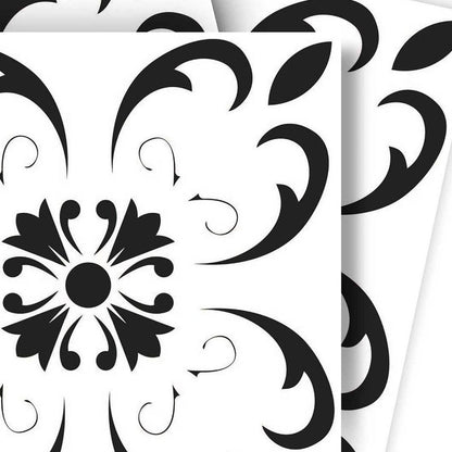 4" X 4" Black and White Delia Peel and Stick Removable Tiles
