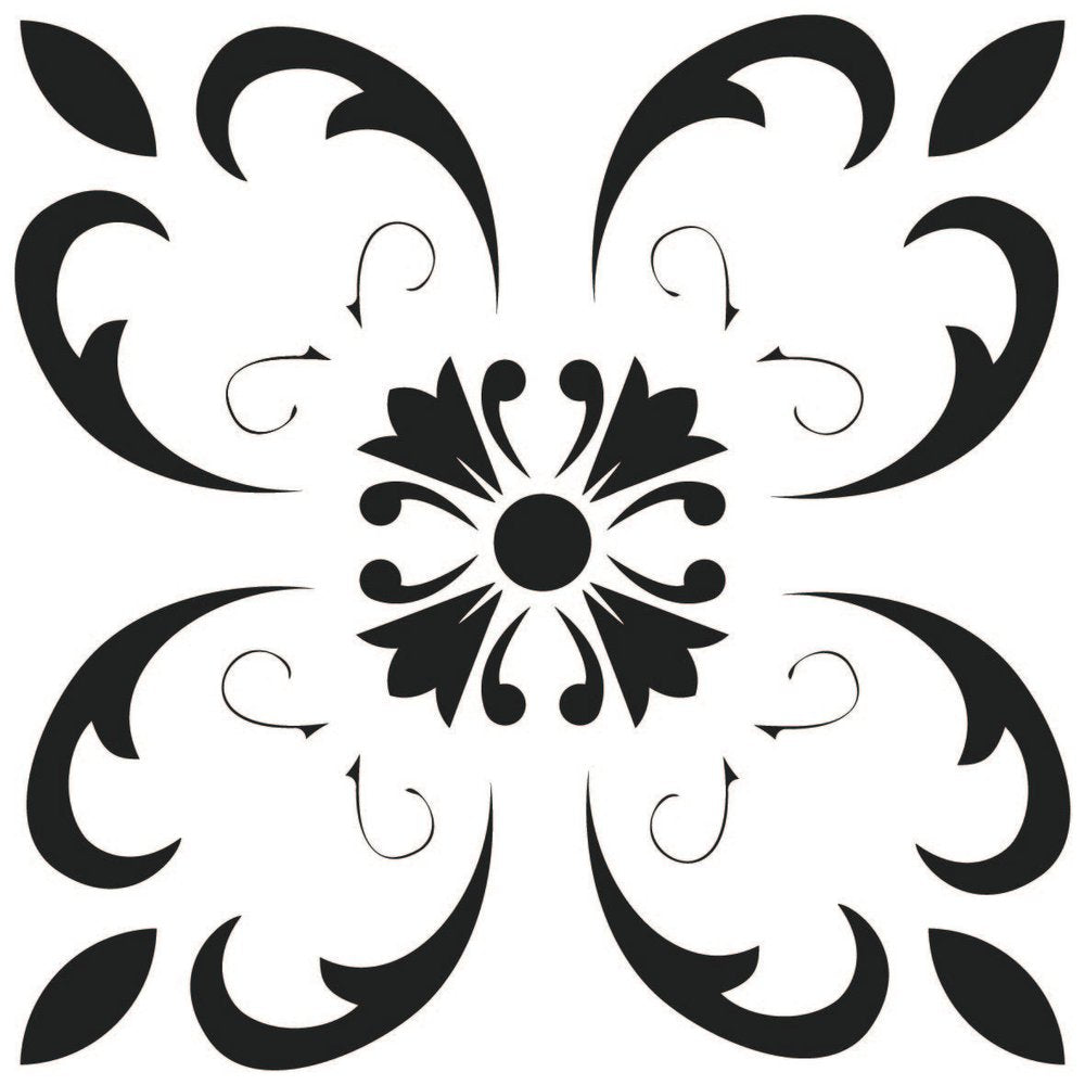 4" X 4" Black and White Delia Peel and Stick Removable Tiles